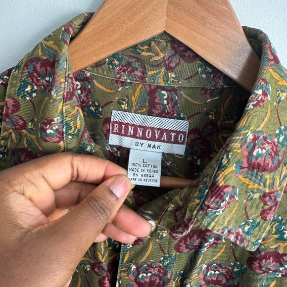 Vintage NAK Green and Purple Patterned Button-Down Shirt - Picture 3 of 7